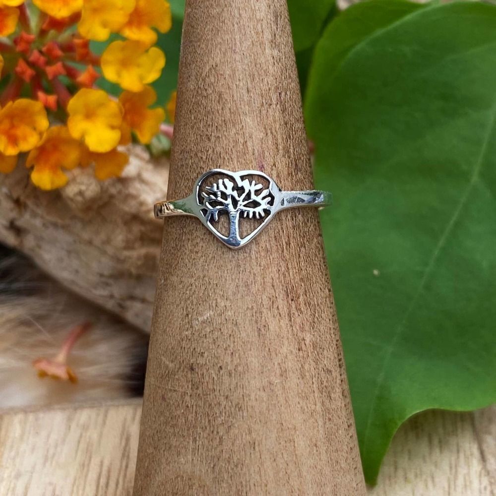 Tree of Life Heart Sterling Silver Toe Ring Midi Ring